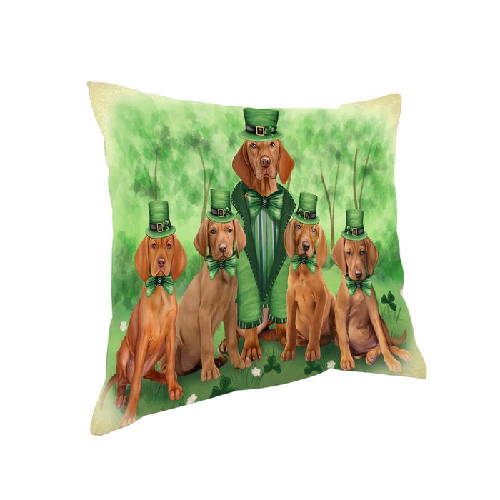 St. Patricks Day Irish Family Portrait Vizslas Dog Pillow PIL53052