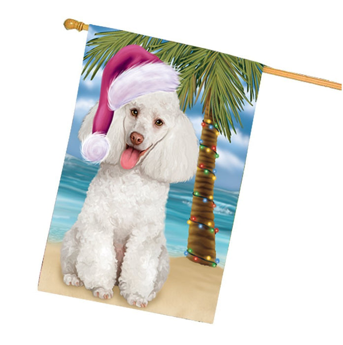 Summertime Christmas Happy Holidays Poodle Dog on Beach House Flag HFLG354
