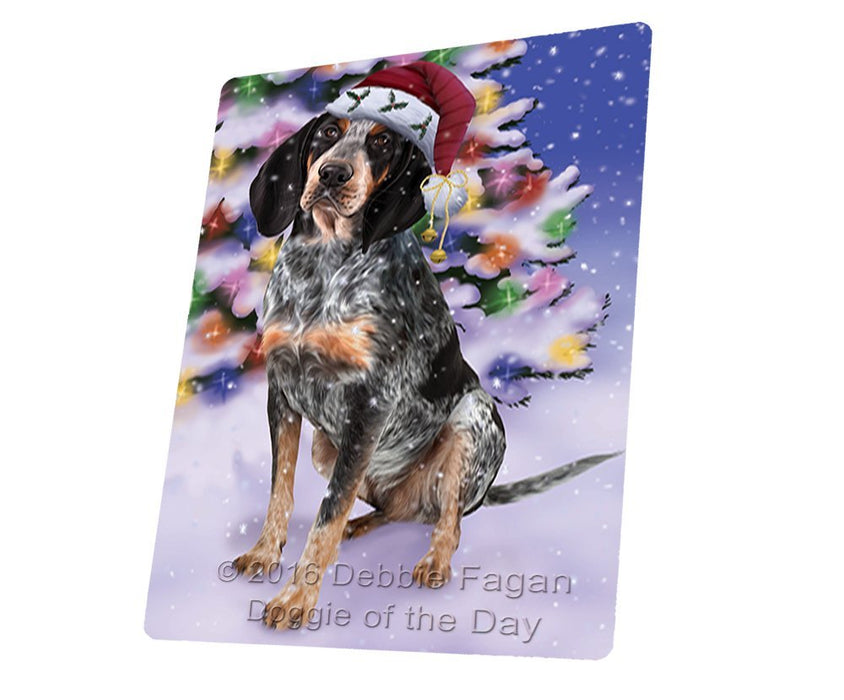 Winterland Wonderland Bluetick Coonhound Dog In Christmas Holiday Scenic Background Tempered Cutting Board