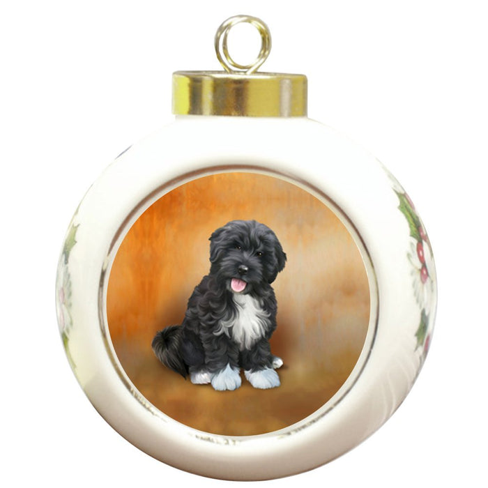 Tibetan Terriers Dog Round Ceramic Christmas Ornament