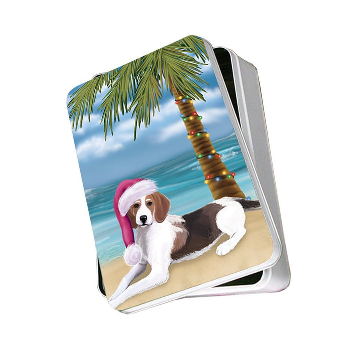 Summertime American Foxhound Dog on Beach Christmas Photo Storage Tin PTIN0535