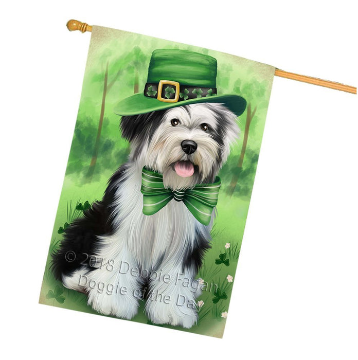 St. Patricks Day Irish Portrait Tibetan Terrier Dog House Flag FLG49253