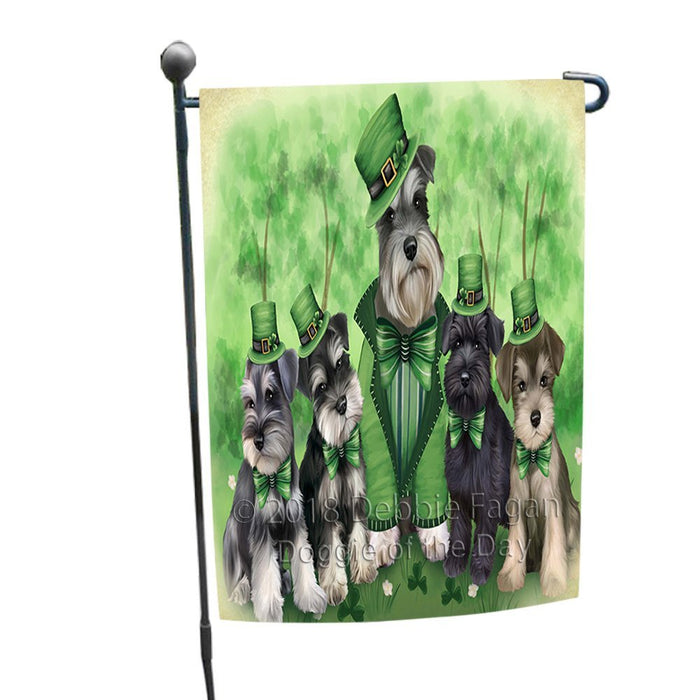 St. Patricks Day Irish Family Portrait Schnauzers Dog Garden Flag GFLG49165