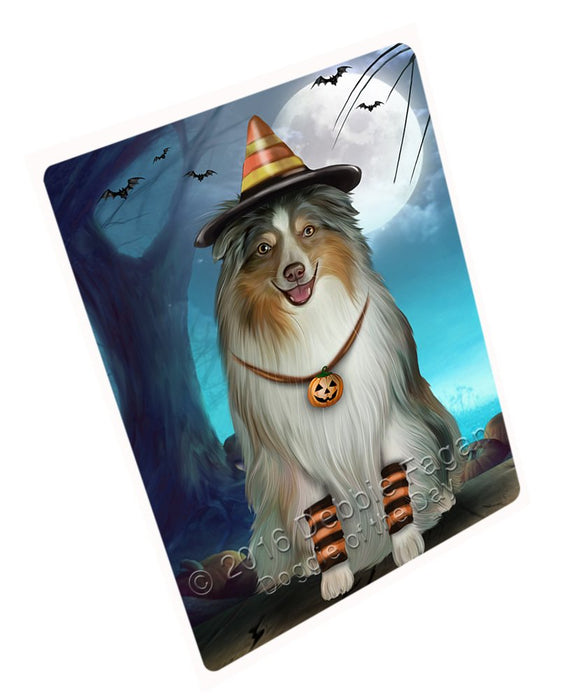 Happy Halloween Trick Or Treat Australian Shepherd Dog Candy Corn Magnet Mini (3.5" x 2")