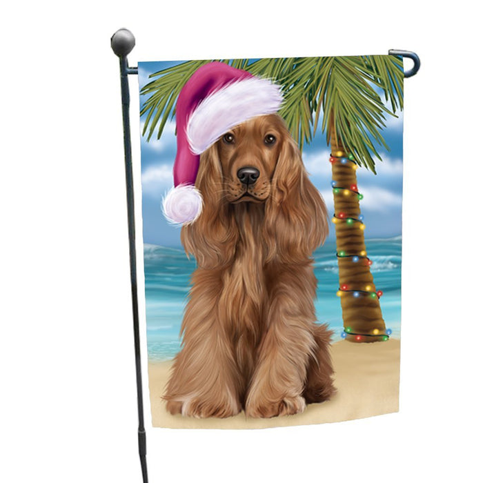 Summertime Christmas Happy Holidays Cocker Spaniel Dog on Beach Garden Flag FLG315