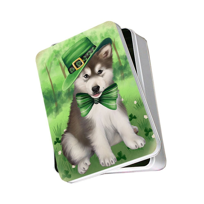 St Patricks Day Irish Portrait Alaskan Malamute Dog Photo Storage Tin PITN48549