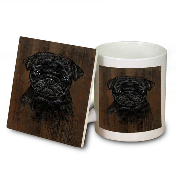 Rustic Pug Dog Mug and Coaster Set MUC48249