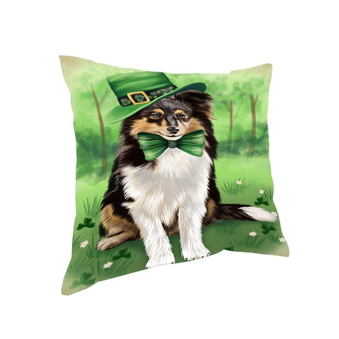 St. Patricks Day Irish Portrait Shetland Sheepdog Dog Pillow PIL52940