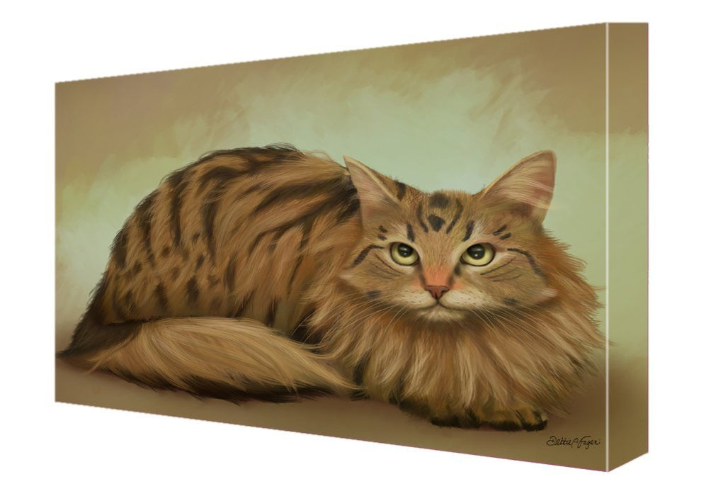 Siberian Cat Painting Printed on Canvas Wall Art Signed