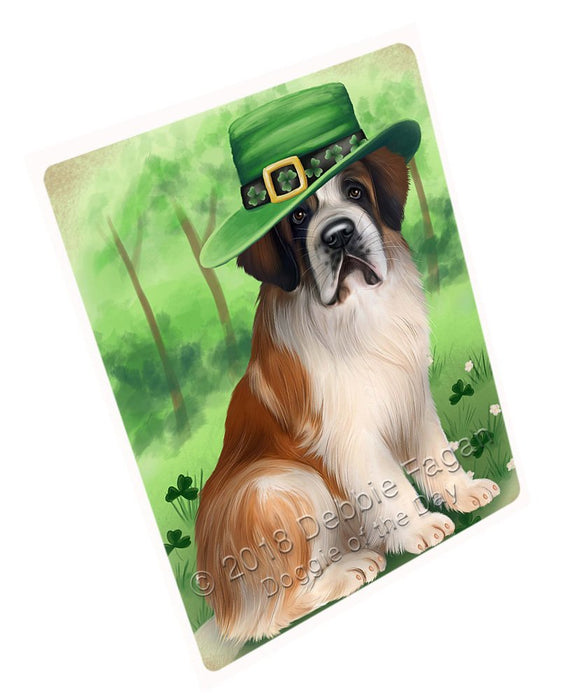 St. Patricks Day Irish Portrait Saint Bernard Dog Tempered Cutting Board C51615