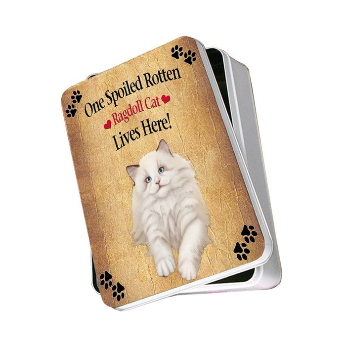 White Ragdoll Spoiled Rotten Cat Photo Storage Tin