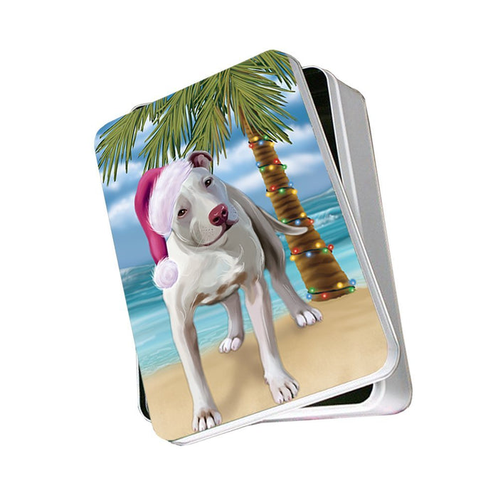 Summertime Pit Bull Dog on Beach Christmas Photo Storage Tin PTIN0685