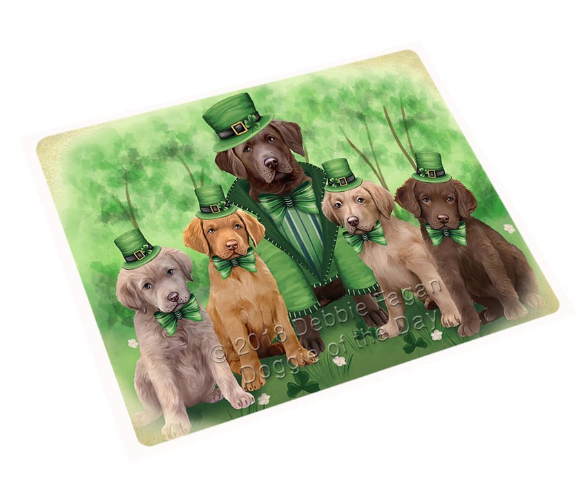 St. Patricks Day Irish Family Portrait Chesapeake Bay Retrievers Dog Large Refrigerator / Dishwasher Magnet RMAG52356