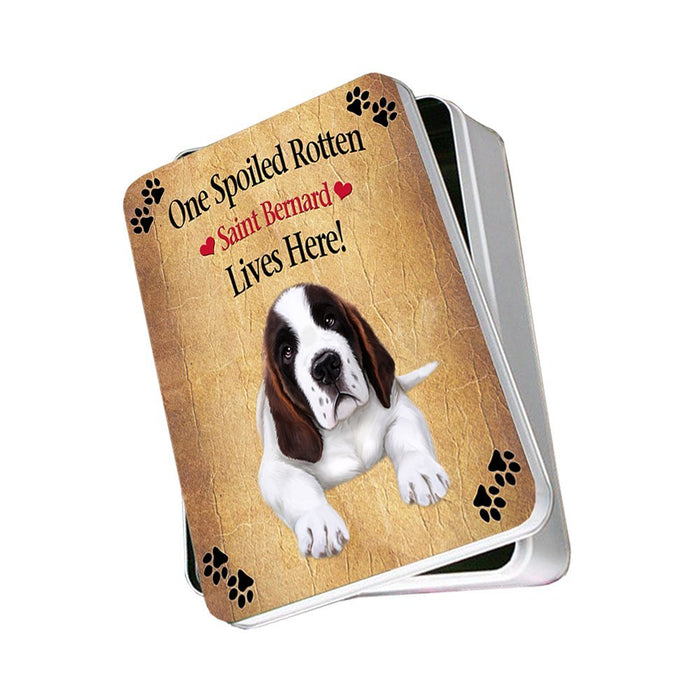 Saint Bernard Spoiled Rotten Dog Photo Storage Tin