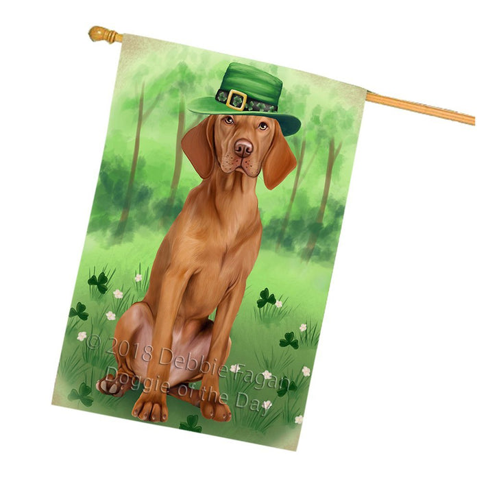 St. Patricks Day Irish Portrait Vizsla Dog House Flag FLG49263