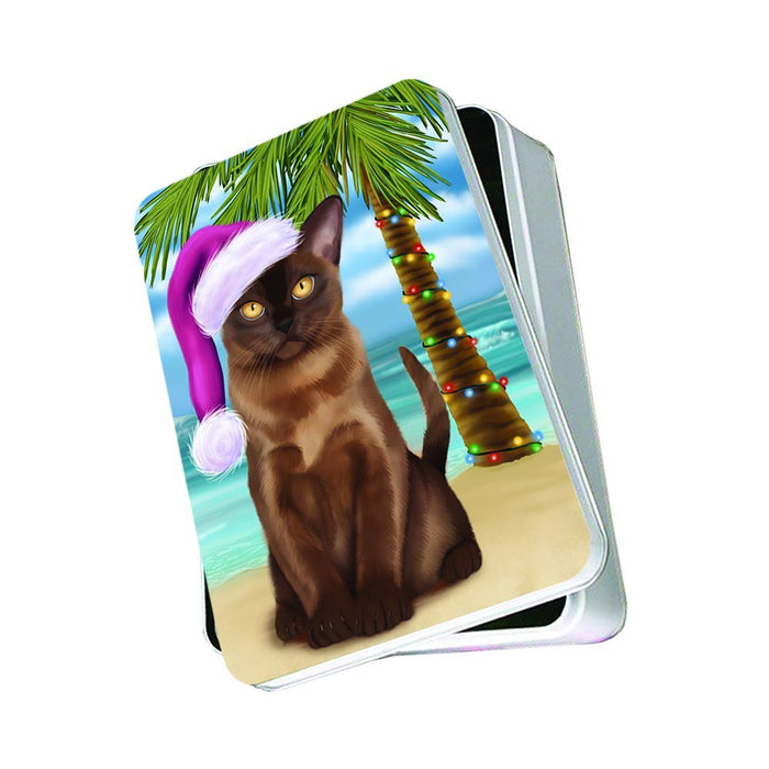 Summertime Burmese Cat on Beach Christmas Photo Storage Tin PTIN0771