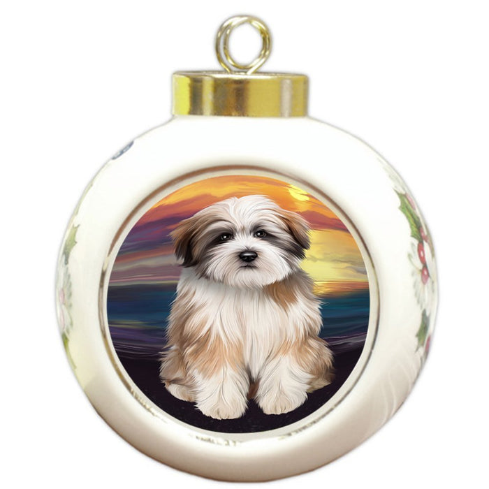 Tibetan Terrier Dog Round Ball Christmas Ornament RBPOR48531