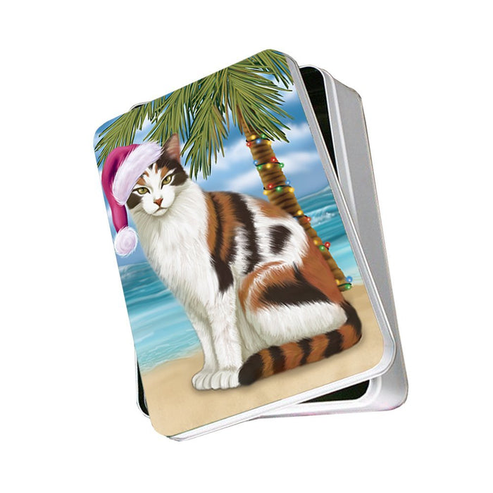 Summertime Calico Cat on Beach Christmas Photo Storage Tin PTIN0601