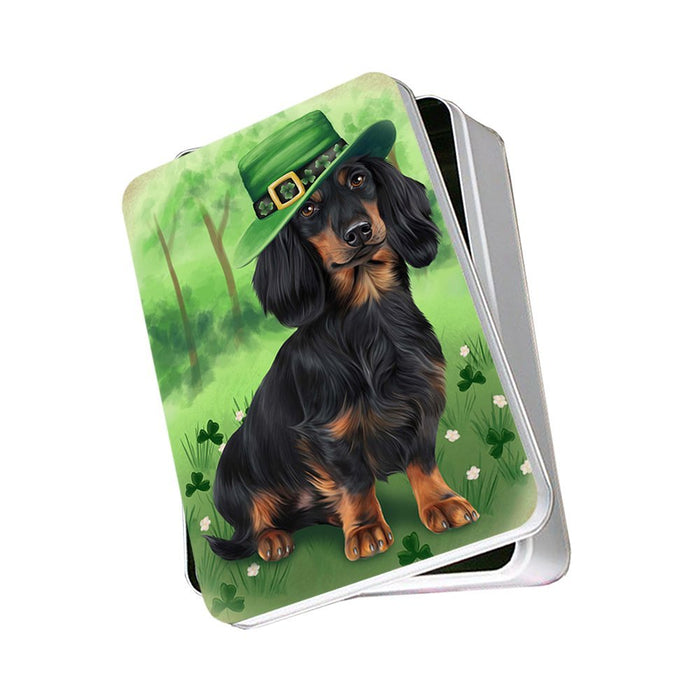 St. Patricks Day Irish Portrait Dachshund Dog Photo Storage Tin PITN48456