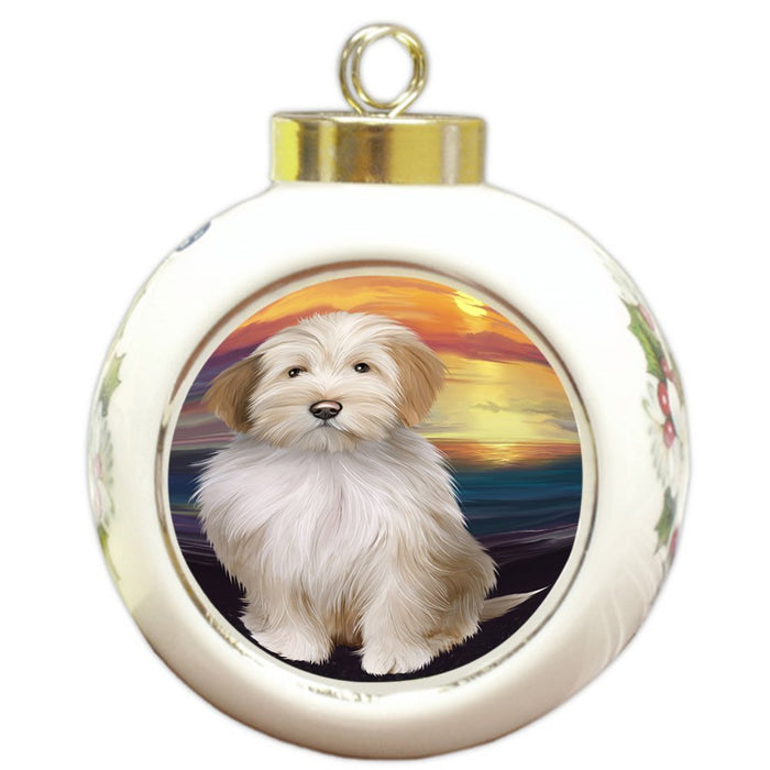 Tibetan Terrier Dog Round Ball Christmas Ornament RBPOR48529