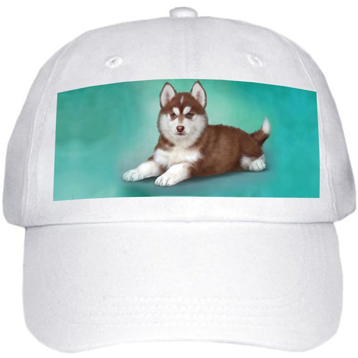 Siberian Husky Dog Ball Hat Cap Off White