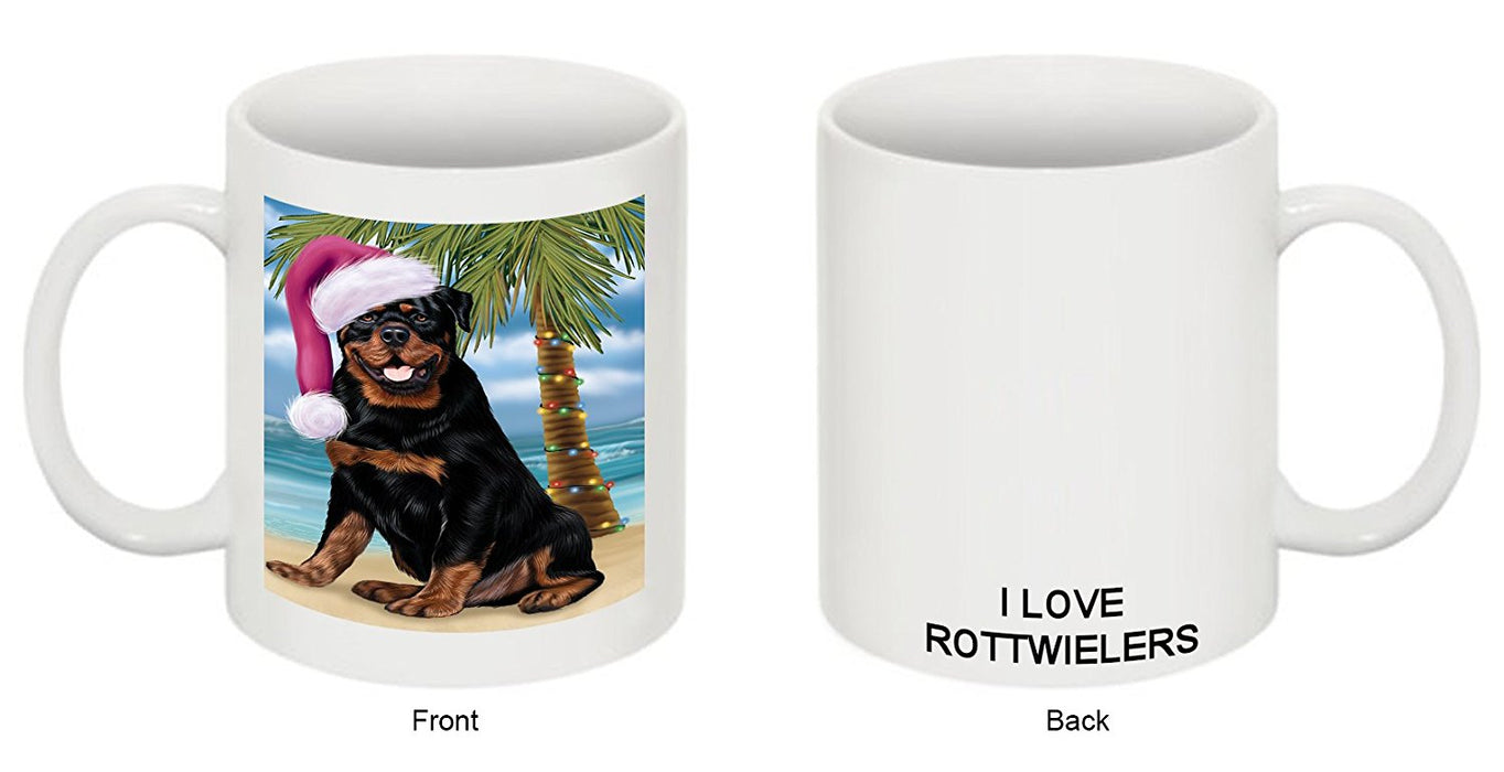 Summertime Rottweiler Adult Dog on Beach Christmas Mug CMG0825