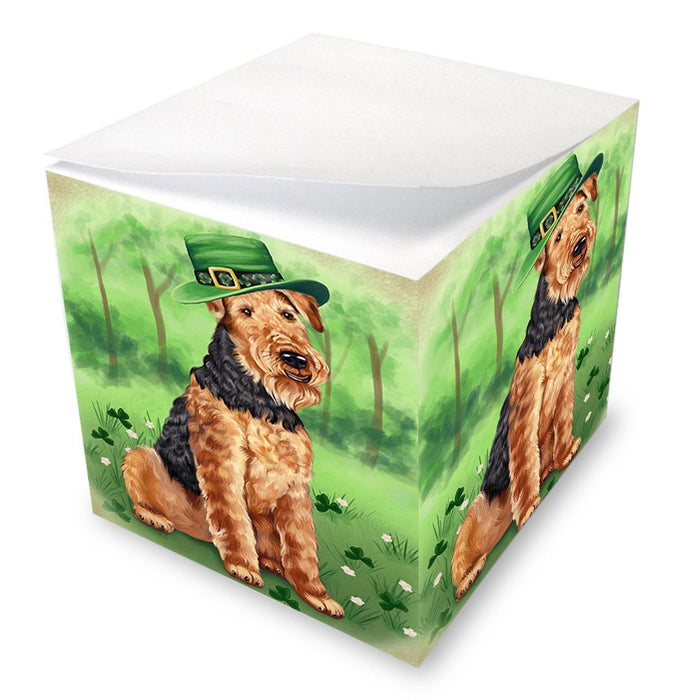 St. Patricks Day Irish Portrait Airedale Terrier Dog Note Cube NOC48446