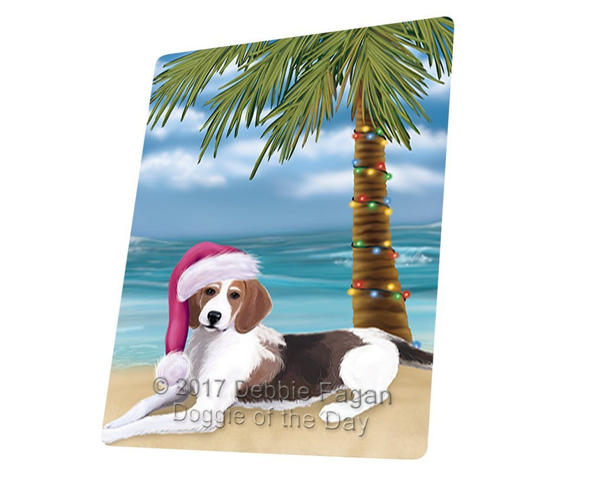 Summertime Happy Holidays Christmas American Foxhound Dog On Tropical Island Beach Magnet Mini (3.5" x 2") D141