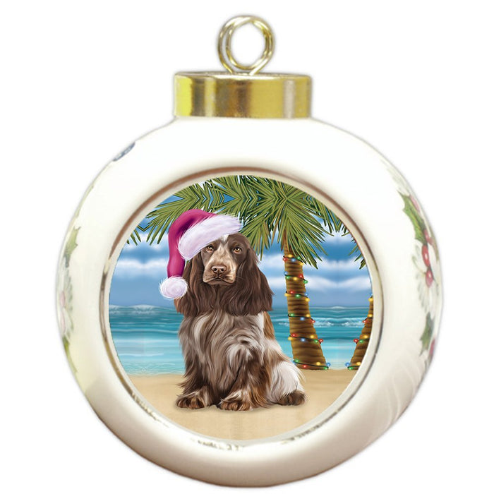 Summertime Cocker Spaniel Dog on Beach Christmas Round Ball Ornament POR1111