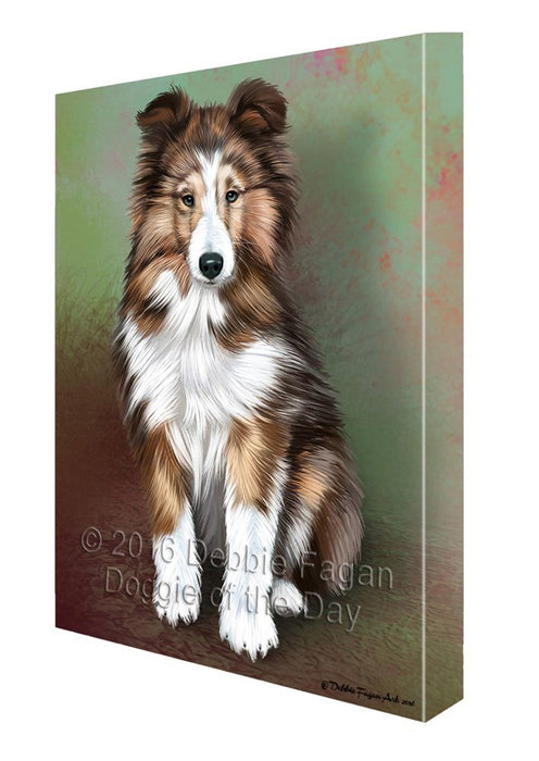 Shetland Sheepdogs Puppy Dog Painting Printed on Canvas Wall Art