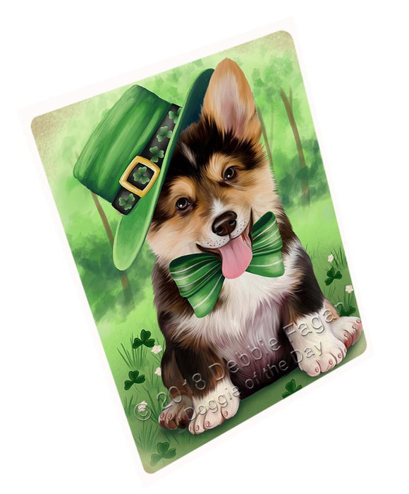St. Patricks Day Irish Portrait Corgie Dog Tempered Cutting Board C50238