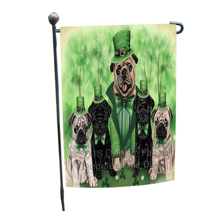 St. Patricks Day Irish Family Portrait Pugs Dog Garden Flag GFLG49145