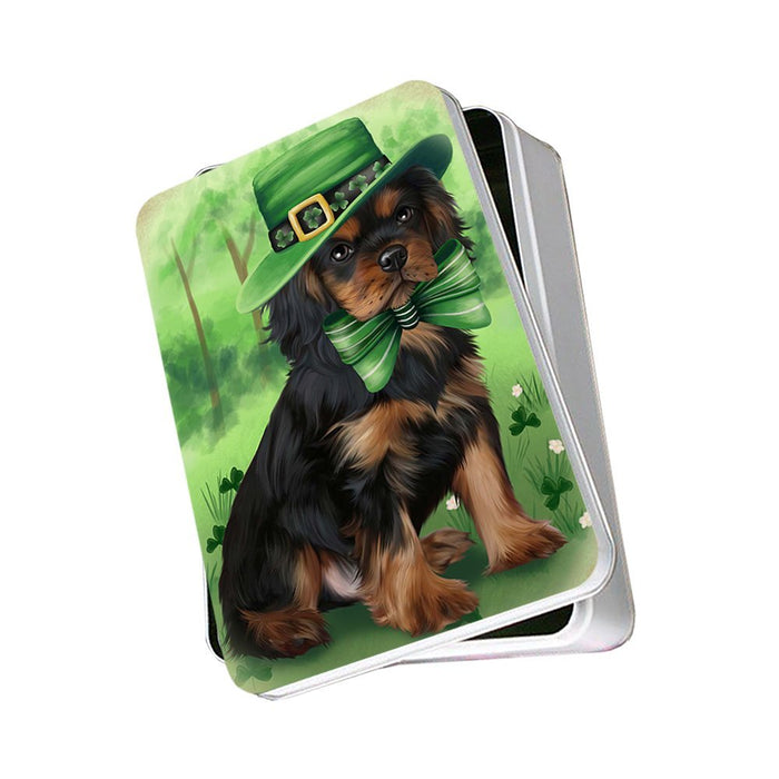 St. Patricks Day Irish Portrait Cavalier King Charles Spaniel Dog Photo Storage Tin PITN48767