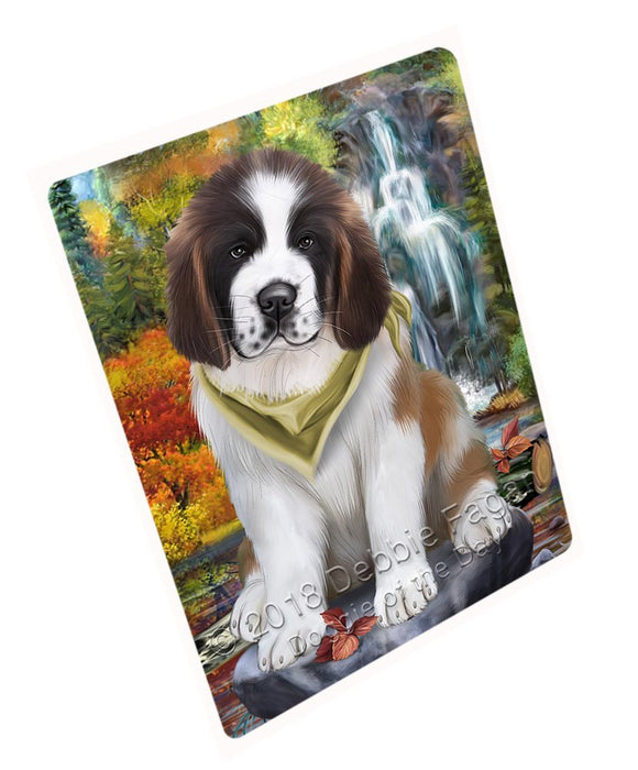 Scenic Waterfall Saint Bernard Dog Tempered Cutting Board C52323