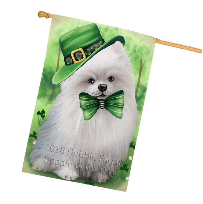 St. Patricks Day Irish Portrait Pomeranian Dog House Flag FLG49192