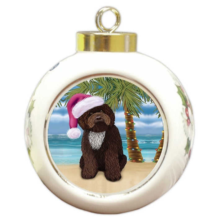 Summertime Barbet Dog on Beach Christmas Round Ball Ornament POR1053
