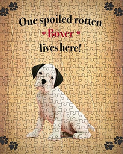 White Boxer Spoiled Rotten Dog Puzzle with Photo Tin (300 pc.)
