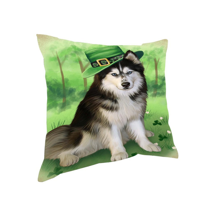 St. Patricks Day Irish Portrait Siberian Husky Dog Pillow PIL52988
