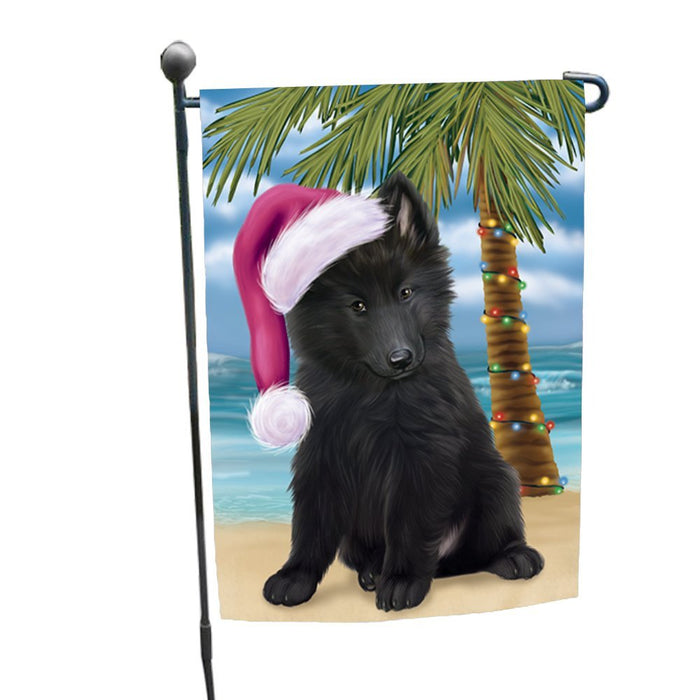 Summertime Happy Holidays Christmas Belgian Shepherds Dog on Tropical Island Beach Garden Flag