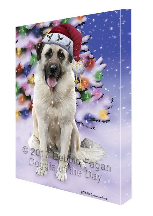 Winterland Wonderland Anatolian Shepherds Dog In Christmas Holiday Scenic Background Canvas Wall Art