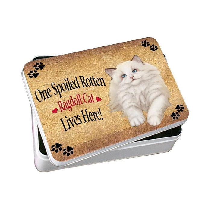 White Ragdoll Spoiled Rotten Cat Photo Storage Tin