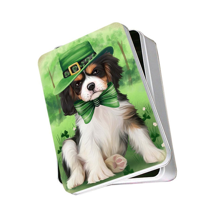 St. Patricks Day Irish Portrait Cavalier King Charles Spaniel Dog Photo Storage Tin PITN48768