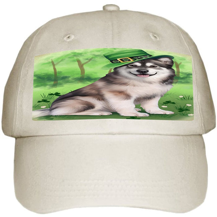 St. Patricks Day Irish Portrait Alaskan Malamute Dog Ball Hat Cap HAT49080