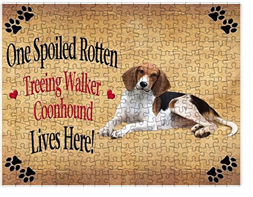 Spoiled Rotten Treeing Walker Coonhound Dog Puzzle with Photo Tin