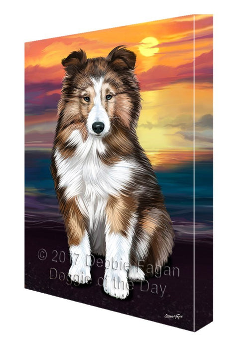 Shetland Sheepdog Dog Painting Printed on Canvas Wall Art Signed