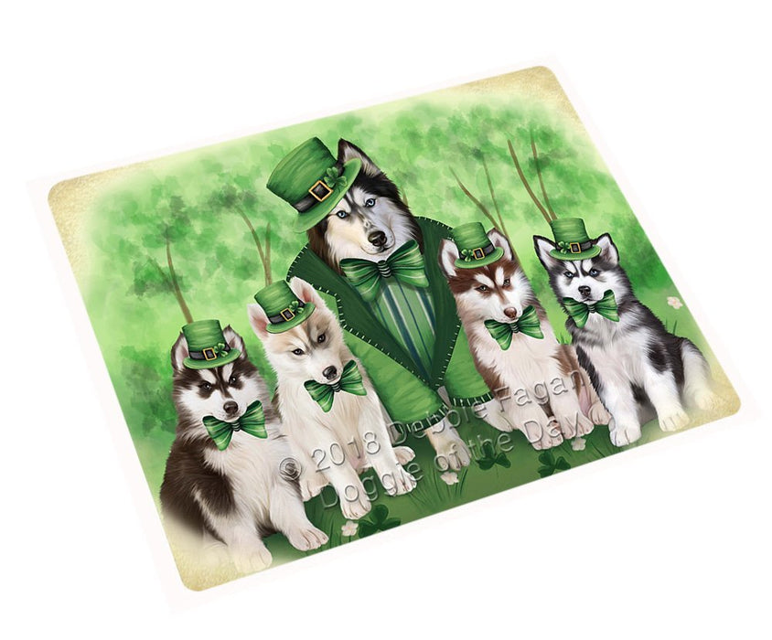St. Patricks Day Irish Family Portrait Siberian Huskies Dog Magnet Mini (3.5" x 2") MAG51720