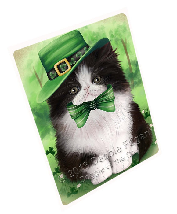 St. Patricks Day Irish Portrait Persian Cat Tempered Cutting Board C51510
