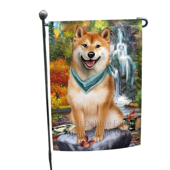 Scenic Waterfall Shiba Inu Dog Garden Flag GFLG49340