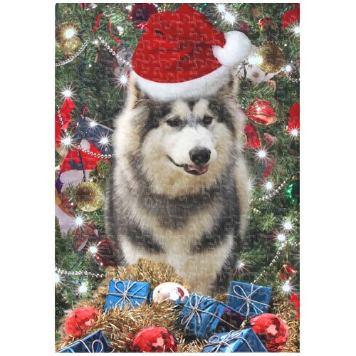 Siberian Husky Christmas 300 Pc. Puzzle with Photo Tin