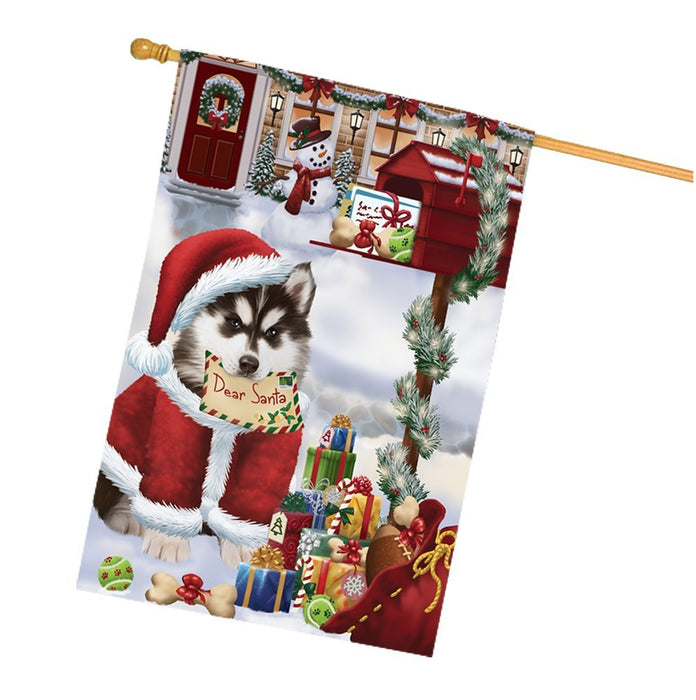 Siberian Huskies Dear Santa Letter Christmas Holiday Mailbox Dog House Flag
